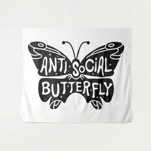 Antisociale vlinder wandkleed (Voorkant (horizontaal))