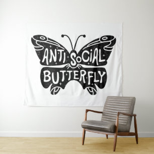 Antisociale vlinder wandkleed