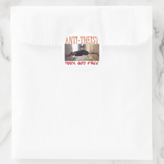 antitheïst ronde sticker (Tas)