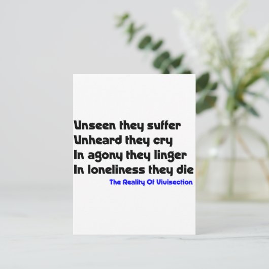 Antivivisectie Briefkaart (Staand voorkant)