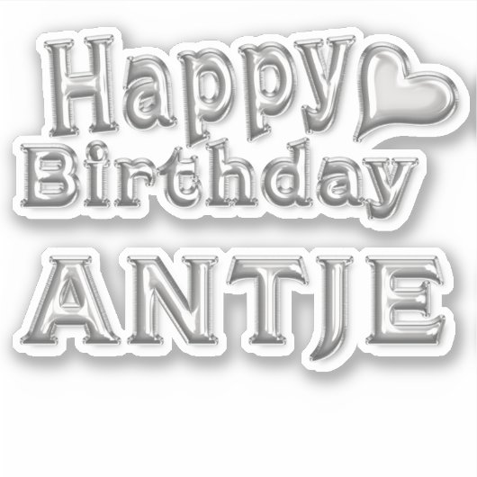 Antje Happy Birthday silver Aufkleber Sticker (Voorkant)