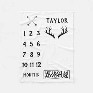 Antler Adventure Baby Boy Milestone Deken
