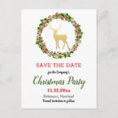 Antler Berry Wreate kerstparty redt de datum Aankondigingskaart (Voorkant)