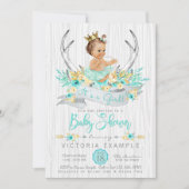 Antler Boho Princess Tribal Baby shower Uitnodigin Kaart (Voorkant)