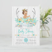 Antler Boho Princess Tribal Baby shower Uitnodigin Kaart (Staand voorkant)