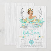Antler Boho Princess Tribal Baby shower Uitnodigin Kaart (Voorkant / Achterkant)