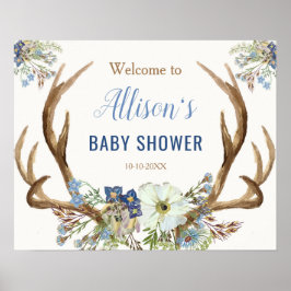 Antler boho rustic baby shower welkomstbord poster