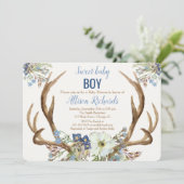 Antler boho rustige baby shower kaart (Staand voorkant)