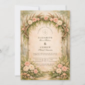 Antler Botanical Rustic Wedding Kaart (Voorkant)