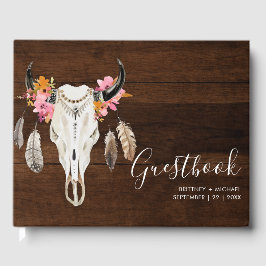 Antler Dark Wood Rustic Wedding Guest Book Gastenboek