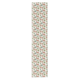 Antler Deer Green Forest Woodland Pattern Korte Tafelloper