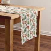 Antler Deer Green Forest Woodland Pattern Korte Tafelloper (Voorbeeld)