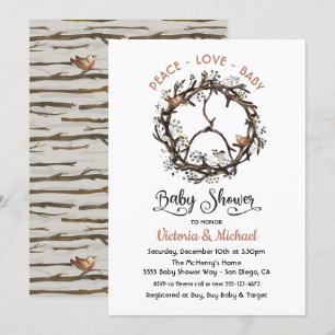 Antler en Twig Peace tekenen Baby shower Kaart