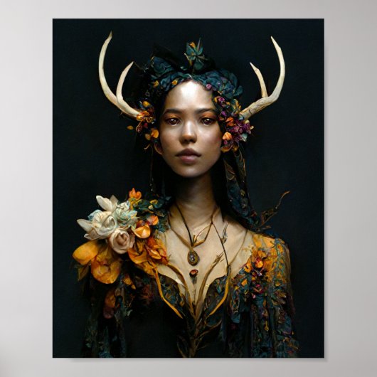 Antler Fae 2 Fairy Fantasy Art Poster (Voorkant)