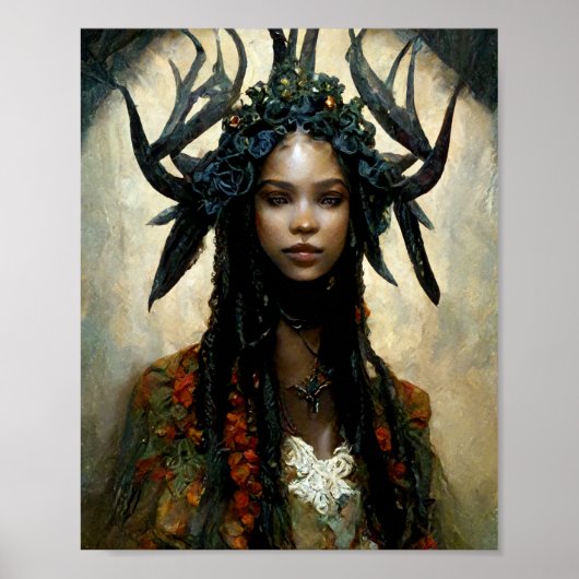 Antler Fae 3 Fairy Fantasy Art Poster (Voorkant)