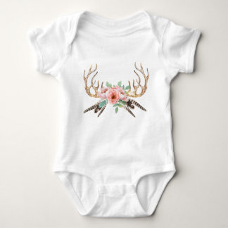 Antler Floral Baby Outfit Romper