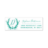 Antler Horns & Bloemen bladeren Adres & Monogram Zelfinktende Stempel (Design)