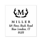 Antler Initiaal Monogram Aangepaste adresstempel Zelfinktende Stempel (Design)
