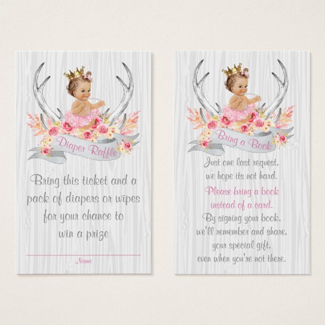 Antler Luier Raffle Ticket en Breng een Boek Kaart (Voorkant /achterkant)