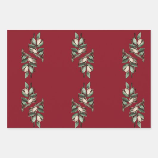 Antler met groene tak inpakpapier vel (Voorkant 3)