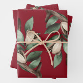 Antler met groene tak inpakpapier vel (In situ)
