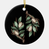 Antler met groene tak keramisch ornament (Voorkant)