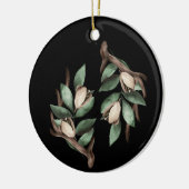 Antler met groene tak keramisch ornament (Links)