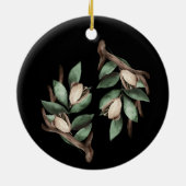 Antler met groene tak keramisch ornament (Achterkant)