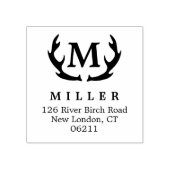 Antler Monogram Initiaal Adres Rubber Stamp Rubberstempel (Afrduk)
