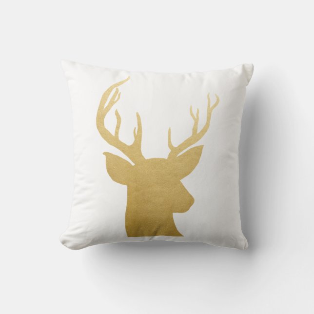 Antler | rendieren | Faux Gold Foil Modern Holiday Kussen (Voorkant)