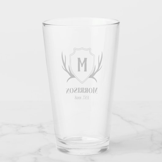 Antler & Shield Rustic Monogram Glas (Achterkant)