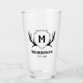 Antler & Shield Rustic Monogram Glas (Voorkant)