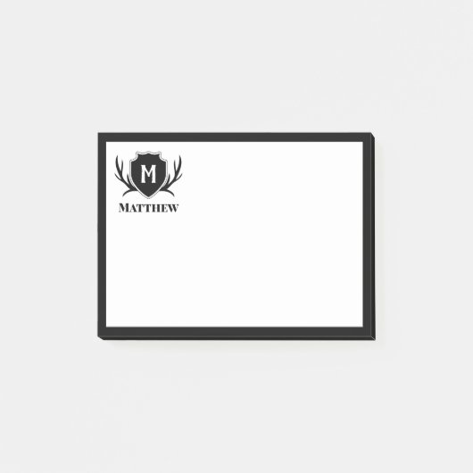 Antler & Shield Rustic Monogram Post-it® Notes (Voorkant)