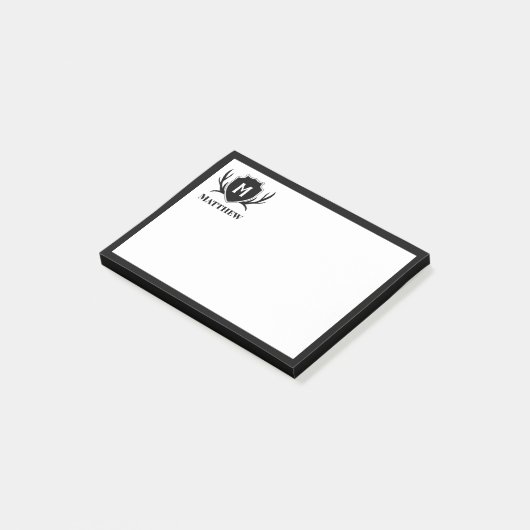 Antler & Shield Rustic Monogram Post-it® Notes (Schuin)