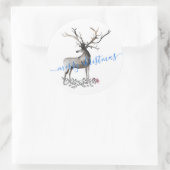 Antler Stag Reindeer Merry Kerstmis Ronde Sticker (Tas)