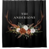 Antler terracotta sage green botanical floral chic douchegordijn (Voorkant)