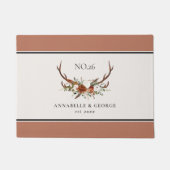 Antler terracotta sage green botanical floral deurmat (Voorkant)
