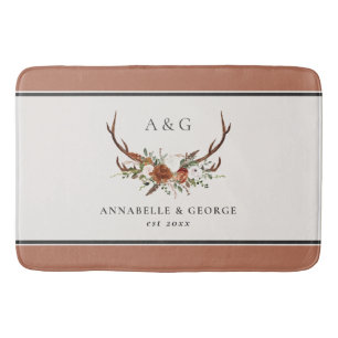 Antler terracotta sage green botanical floral show badmat