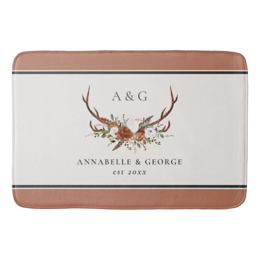 Antler terracotta sage green botanical floral show badmat (Voorkant)