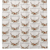 Antler terracotta sage green botanical floral show douchegordijn (Voorkant)