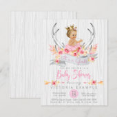 Antler Tribal Boho Princess Baby shower Kaart (Voorkant / Achterkant)