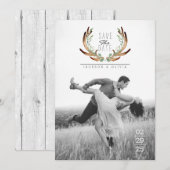 Antler & Vine Waterverf Sla de datumfoto op Save The Date (Voorkant / Achterkant)