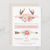 Antler Wild One Tribal eerste verjaardag uitnodigi Kaart (Voorkant / Achterkant)