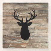 Antler Wood Schilderen Rustische stijl Glazen Onderzetter (Voorkant)