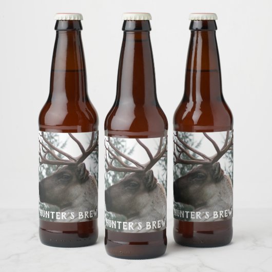 Antlered Cariou Foto gepersonaliseerd Bier Etiket (Flessen)