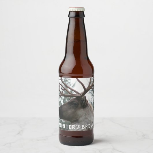 Antlered Cariou Foto gepersonaliseerd Bier Etiket (Voorkant)
