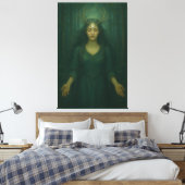 Antlered Moon Guardian – Forest Mystic Goddess Art Canvas Afdruk (Insitu (Slaapkamer))