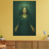 Antlered Moon Guardian – Forest Mystic Goddess Art Canvas Afdruk (Insitu (Woonkamer))