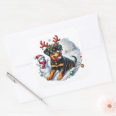 Antlered Pup, Kerstmagie! Vierkante Sticker (Envelop)