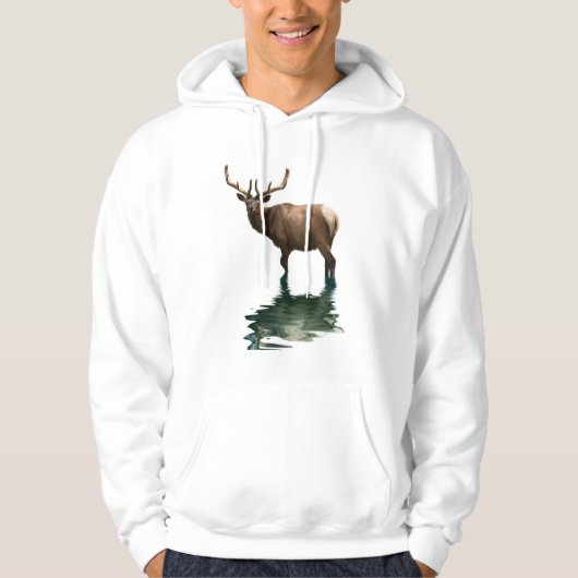 Antlered Wapiti Elk Wildlife Supporter Art Hoodie (Voorkant)